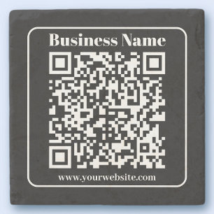 Porta-copo De Pedra Código QR editável Preto e Branco Estilo Retro Mod