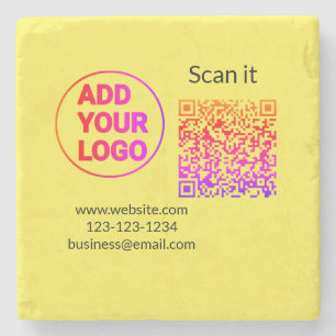 Porta-copo De Pedra Código QR minimalista simples adicionar logotipo n