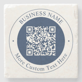 Porta-copo De Pedra Código QR & Texto personalizáveis | Azul Marinho E