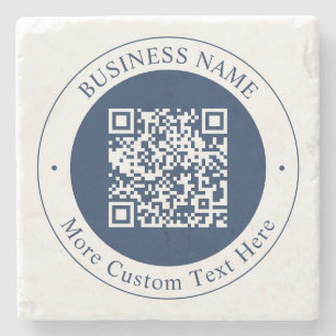 Porta-copo De Pedra Código QR & Texto personalizáveis Azul Marinho E