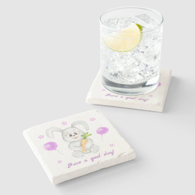 Porta-copo De Pedra Coelhinho bonito para um bom humor (Lateral)