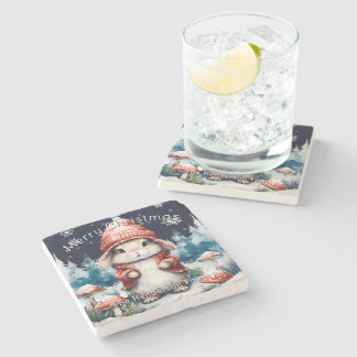 Porta-copo De Pedra Coelhinho de Natal Impressionante Personalizado