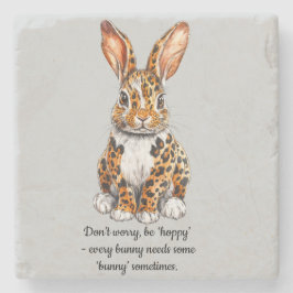 Porta-copo De Pedra Coelho Único com Leopardo Superado