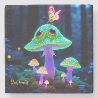 Porta-copo De Pedra Cogumelo e Borboleta Encantados Fantasia Luminosa