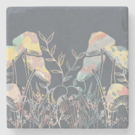 Porta-copo De Pedra Cogumelos Aquarela