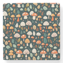 Cogumelos brancos folhas design