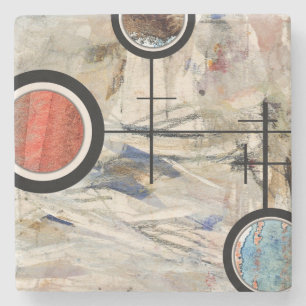 Porta-copo De Pedra colagem da arte abstracta, meios mistos e aguarela