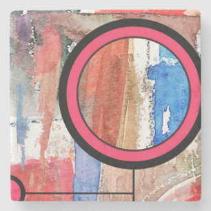 Porta-copo De Pedra colagem da arte abstracta, meios mistos e aguarela