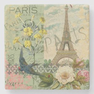 Porta-copo De Pedra Colagem da arte gráfica do viagem de Paris France