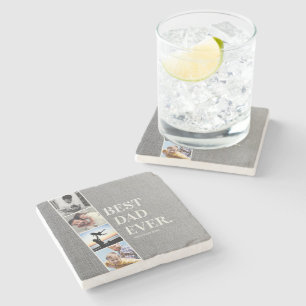 Porta-copo De Pedra Colagem de Fotografias do Melhor Pai de Fábrica M