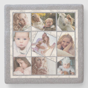 Porta-copo De Pedra Colagem de Fotos da Família 9 Imagens do Instagra