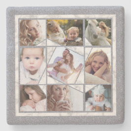 Porta-copo De Pedra Colagem de Fotos da Família 9 Imagens do Instagram