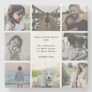 Porta-copo De Pedra Colagem de Fotos Personalizada da Família com Mens