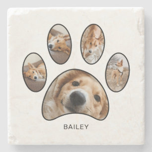 Porta-copo De Pedra Colagem de Fotos Personalizadas com Pegada de Pata