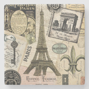 Porta-copo De Pedra Colagem de viagem francês do Modern Vintage