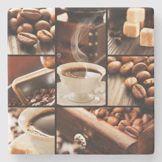 Porta-copo De Pedra Colagem do café (Frente)