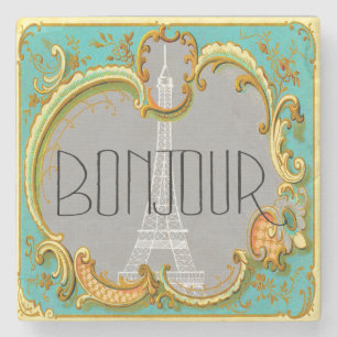 Porta-copo De Pedra Colagem francesa da torre Eiffel do vintage de