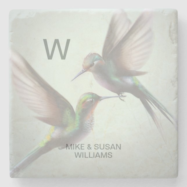 Porta-copo De Pedra Colibri Adicionar Nome Monograma (Frente)