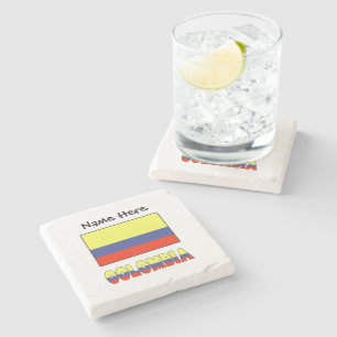 Porta-copo De Pedra Colômbia e Bandeira Colombiana Personalizada