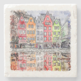 Porta-copo De Pedra Colônia Alemanha Desenhar Um Esquema De Aquarela