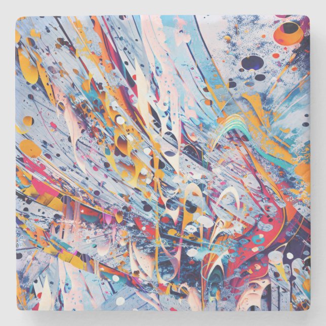 Porta-copo De Pedra Color Abstract Splatters (Frente)