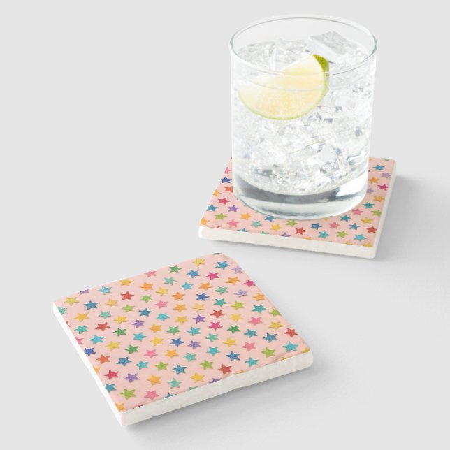 Porta-copo De Pedra Colorful stars stone coasters. (Lateral)