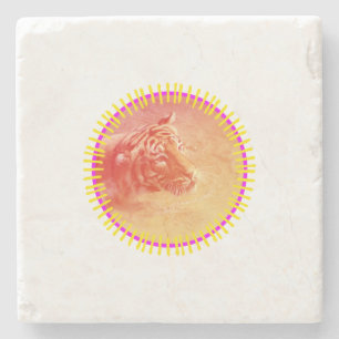 Porta-copo De Pedra Colorida Tiger