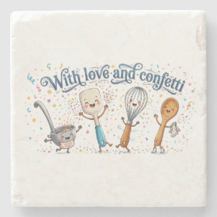 Porta-copo De Pedra Com Amor e Confetes Utensílios de Cozinha Fofos