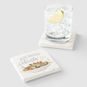 Porta-copo De Pedra Coma mais plantas com cartazes de motivação de sal