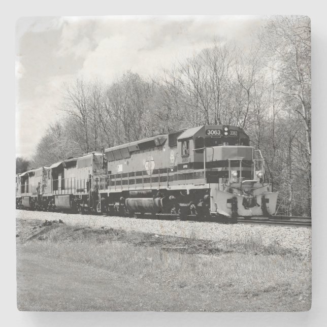 Porta-copo De Pedra Comboio de Springtime B&amp;W (Frente)