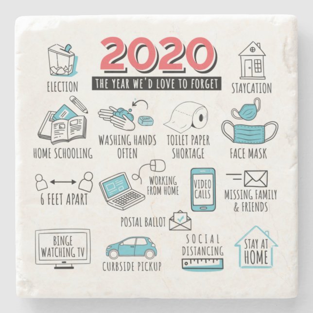 Porta-copo De Pedra Comemoração de Atividades de Bloqueio Quarentena 2 (Frente)