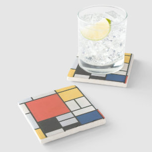 Porta-copo De Pedra Composição Abstrata Vintage por Piet Mondrian