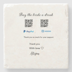 Porta-copo De Pedra Compre uma bebida para a noiva doação QR Venmo Pay