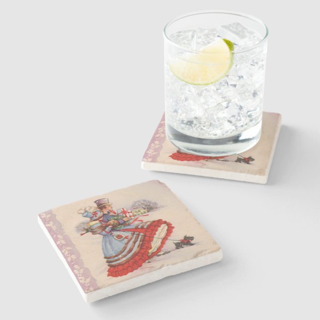 Porta-copo De Pedra Compro de Natal antigo (Lateral)