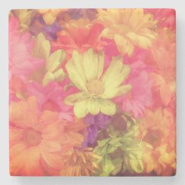 Porta-copo De Pedra Conjunto de Flores Coloridas em Arenito