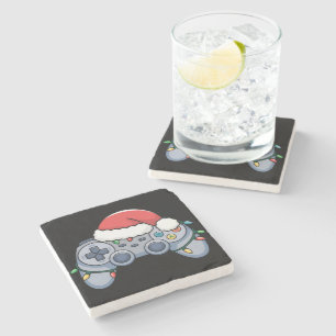 Porta-copo De Pedra Controlador de Video Game Chapéu de Natal do Papai