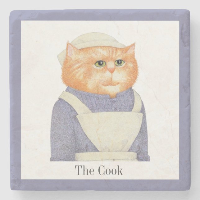 Porta-copo De Pedra COOK CAT Marble Stone Porta copos + Texto (Frente)