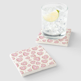Porta-copo De Pedra Cookies de Coração Rosa Bonitos