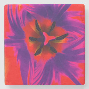 Porta-copo De Pedra Copo debaixo, desenho floral, tulipa