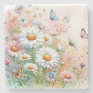 Porta-copo De Pedra Cor da água floral em cores pastosas moles
