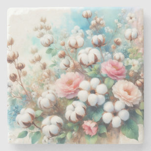 Porta-copo De Pedra Cor da água floral em cores pastosas moles