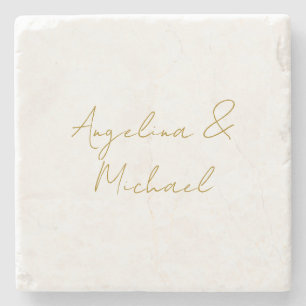 Porta-copo De Pedra Cor Dourada Elegante Profissional de Caligrafia