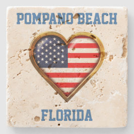 Porta-copo De Pedra Coração Americano Personalizado Com Sua Cidade E E