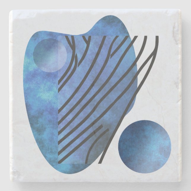 Porta-copo De Pedra Coração Azul (Frente)