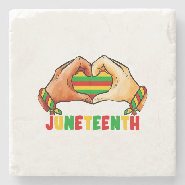 Porta-copo De Pedra Coração de Juneteenth (Frente)