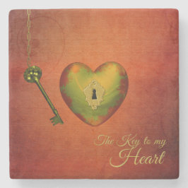 Porta-copo De Pedra Coração do ouro com Chave
