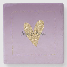 Porta-copo De Pedra Coração Dourado da Lente do Ombre Roxo