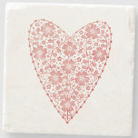 Porta-copo De Pedra Coração - Vermelho Escandinavo Branco<br><div class="desc">O estilo popular escandinavo design floral moderno em vermelho e branco. Arte original de Nic Squirrell.</div>