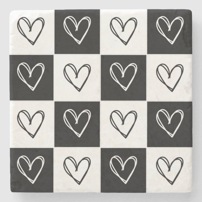 Porta-copo De Pedra Corações da Desktop Board (Frente)