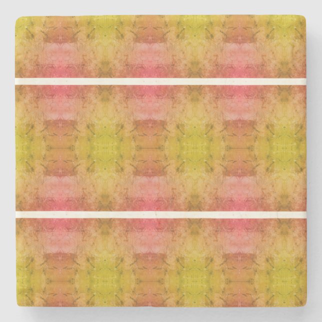 Porta-copo De Pedra Corações de Nana (rosa e amarelo)  (Frente)